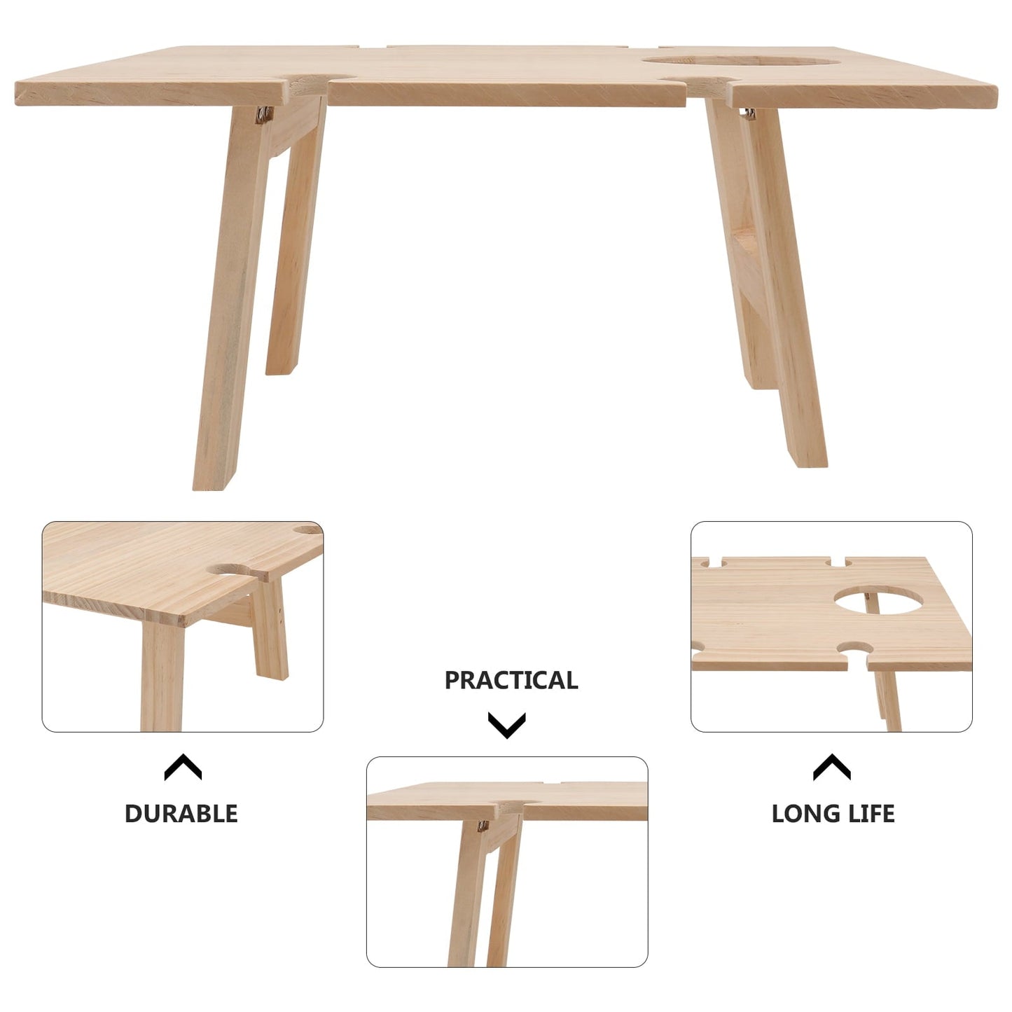 Raindrops 1 Pc Mini Picnic Table Travel Outdoor Small Table for Adults 34x11.8in