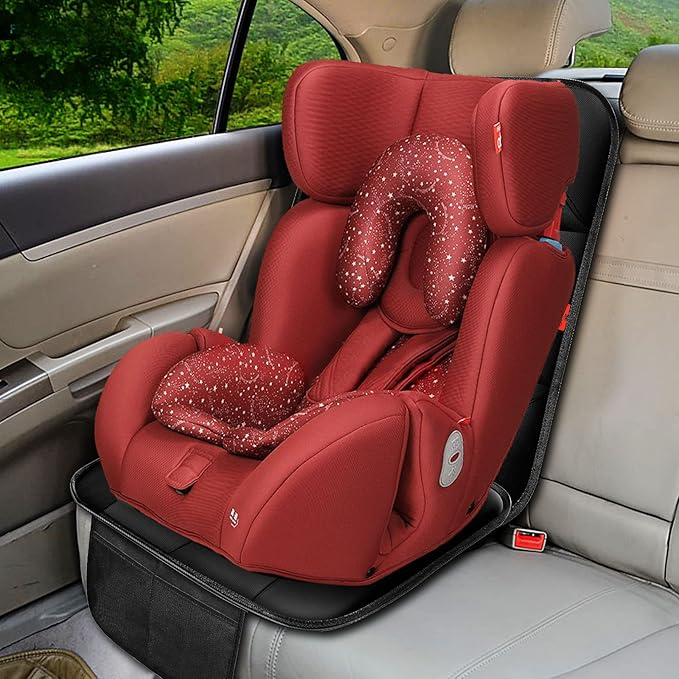 XHYANG Car Seat Protector 1 Pack Car Seat Cushion Mat Thickest Padding,Waterproof 600D Fabric Car Seat Covers for Non-Slip Backing Mesh Pockets for Baby and Pet (Brown, 2 Pcs)