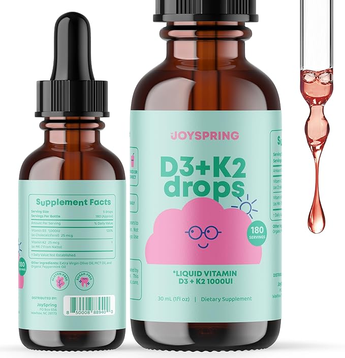 JoySpring Liquid Zinc for Kids - Vitamin C Supplement and Children’s Vitamin D Drops