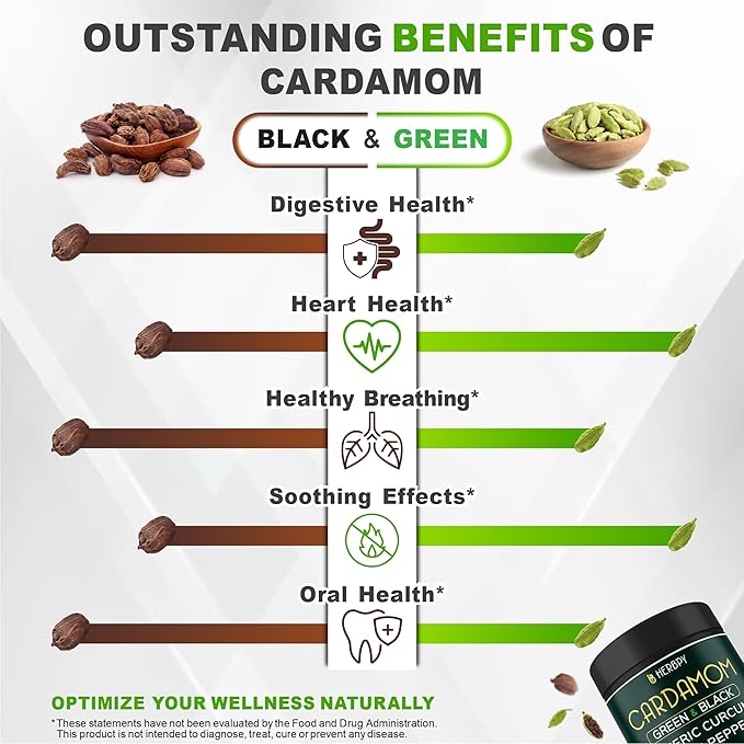 Bundle 5in1 Valerian Root Supplement 100 Count & 4in1 Cardamom Supplement 100 Count - Support Relaxation, Digestion, Heart and Oral Health