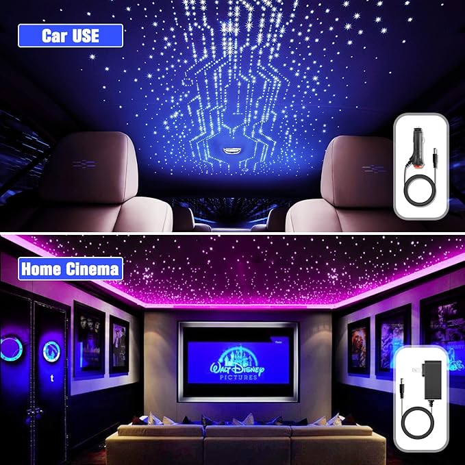 16W Starlight Headliner Kit, Star Lights for Car Roof&Home Decoration, Fiber Cable 500pcs*0.03in*13.1ft RGBW Star Light Headliner with Bluetooth APP/Remote Control/Music Mode