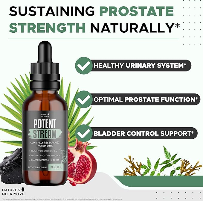 PotentStream Drops - Original Formula, Natural Liquid Supplement with Plant Extracts | 100% Natural, Made in USA, 3 Month Supply