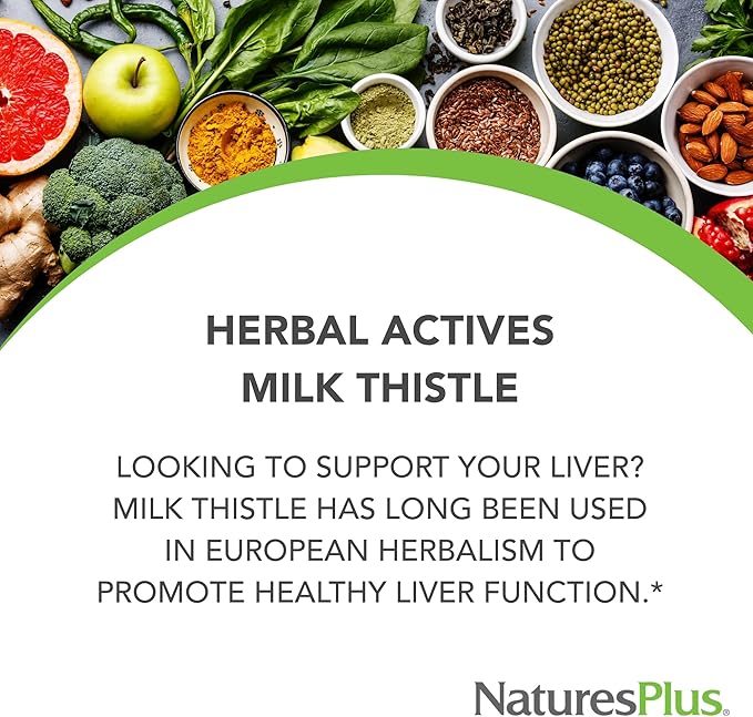 Natures Plus Herbal Actives Milk Thistle, Extended Release - 30 Tablets, Pack of 2 - Vegetarian, Gluten Free - 60 Total Servings