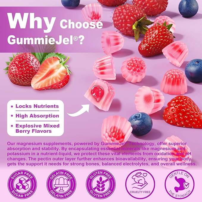 Magnesium Supplements 400mg - 5 Forms of Magnesium: Glycinate, Citrate, Malate, Chloride & Taurate - Sugar Free Magnesium Gummies with Ashwagandha Vitamin D3 & Zinc for Muscle, Mood & Energy, 60Cts