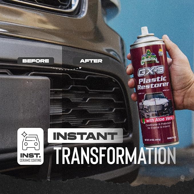 GX-3 Plastic Restorer – Black Plastic Restorer for Cars & Automotive Trim Restorer – Interior Car Cleaner & Exterior Faded Plastic, Vinyl & Rubber Renewer with Aloe Vera (8 fl oz)