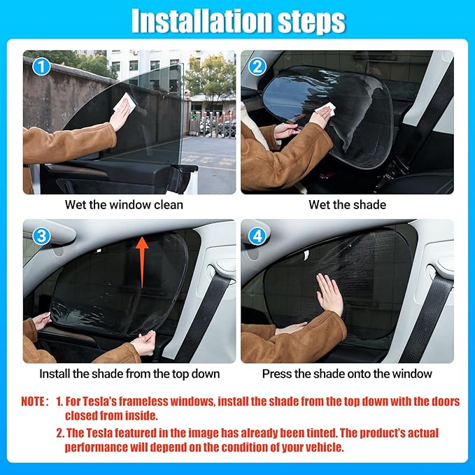 ZATOOTO Tesla Model Y Window Shades for Rear Window Sun Shade Semi Transparent Static Cling | Custom Fit 2020-2024 | 95% UV & Heat Block | Privacy Protection | No Adhesive, Tool-Free Install