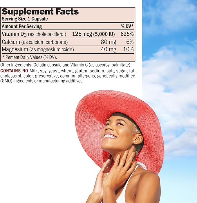 ANDREW LESSMAN Vitamin D3 5000 IU 180 Capsules - High Potency, Essential for Calcium Absorption, Supports Bone Health, Healthy Muscle Function, Immune System, More. Small Easy to Swallow Capsules
