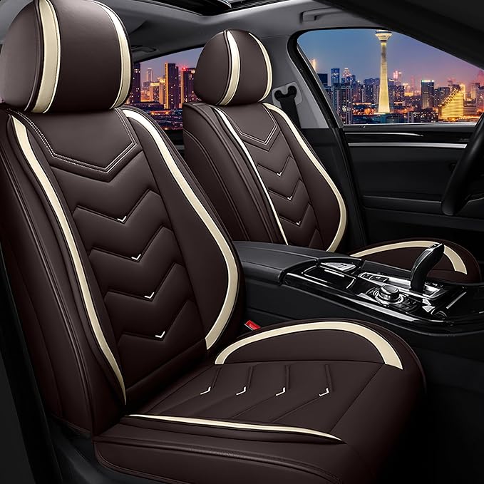 CTDS Car Seat Covers for Honda Civic 2000-2026, Stylish Sport Seat Cover, Premium Nappa Leather Car Seat Cover. Automobile Seat Covers Sets.(Standard 2 Seats/Coffee Color)