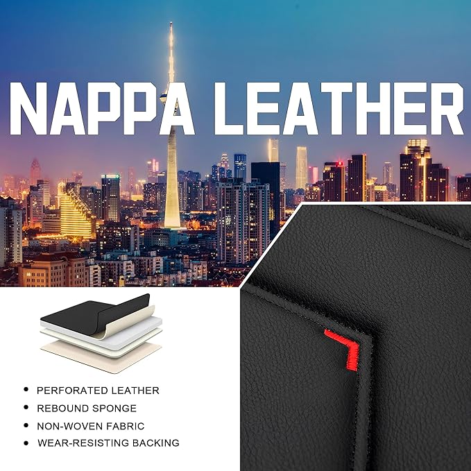 CTDS Car Seat Covers for Honda Civic 2000-2026, Stylish Sport Seat Cover, Premium Nappa Leather Car Seat Cover. Automobile Seat Covers Sets.(Standard 2 Seats/Black Red)