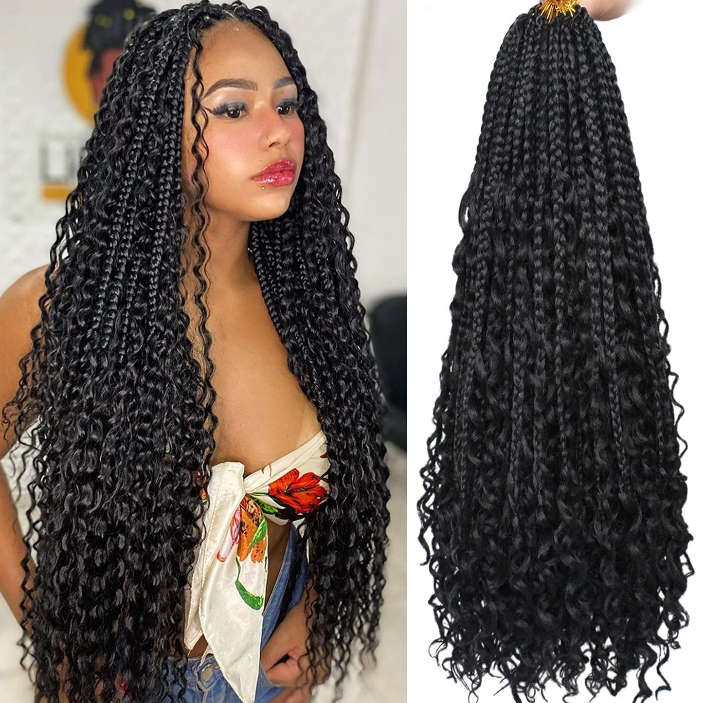 Unionbeauty 30 Inch Boho Box Braids Crochet Hair 8 Packs Boho Goddess Box Braids Crochet Hair For Black Woman Crochet Box Braids
