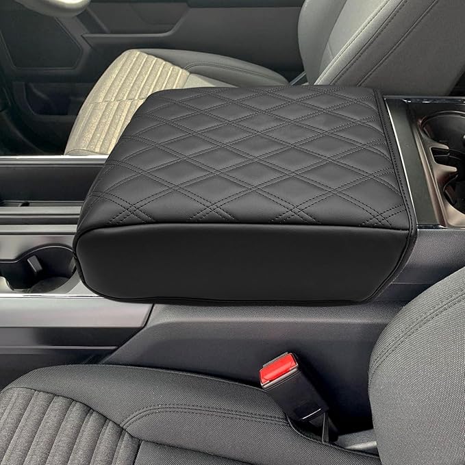 Xaido Center Console Cover for Ford F150 2021 2022 2023 2024 2025 2026 Accessories, Leather Armrest Protector Pad, Bucket Seat Only