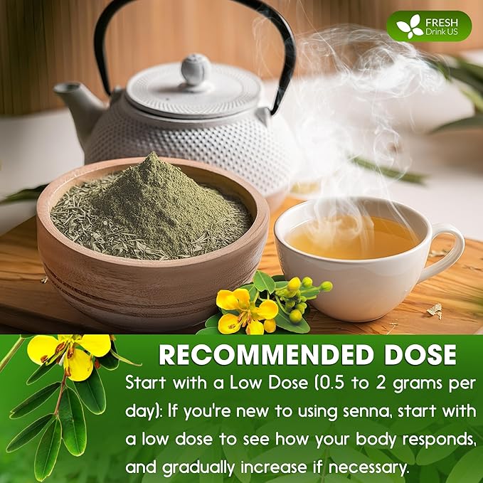 FRESHDRINKUS, Premium 16oz Senna Leaf Powder, 100% Natural and Pure from Senna Leaves, No Additives, No Gluten, No Sugar, Vegan