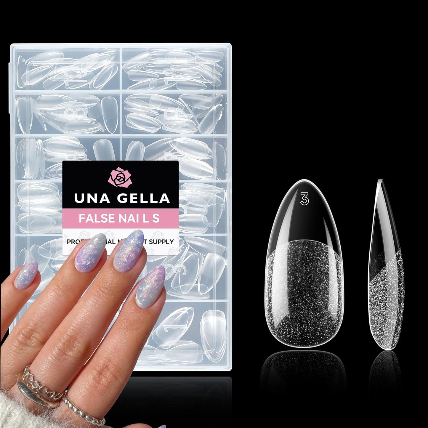 Almond Press-On Nails | 216 Pcs Full Cover Acrylic Tips | DIY Nail Extensions