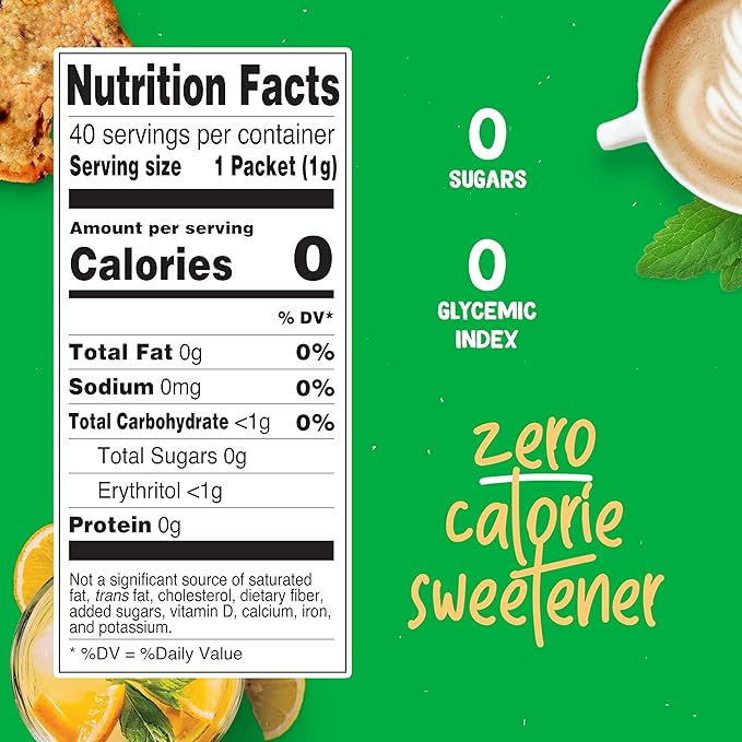 Pyure Organic Stevia Packets | Granulated Sugar Packets - White Sugar Substitute | Zero Carb, Zero Sugar, Zero Calorie Sweetener Packets | Plant-Based Stevia Packets for Keto Coffee | 40 Count
