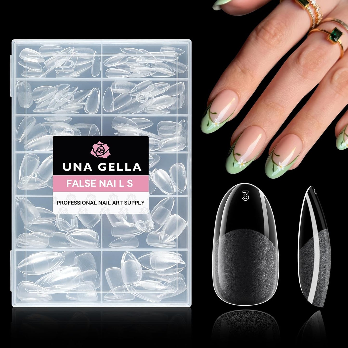 Almond Press-On Nails | 216 Pcs Full Cover Acrylic Tips | DIY Nail Extensions