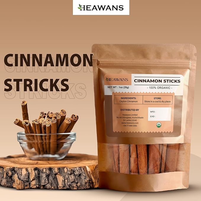 Heawans Organic Ceylon Cinnamon Sticks (1 oz), not cassia cinnamon