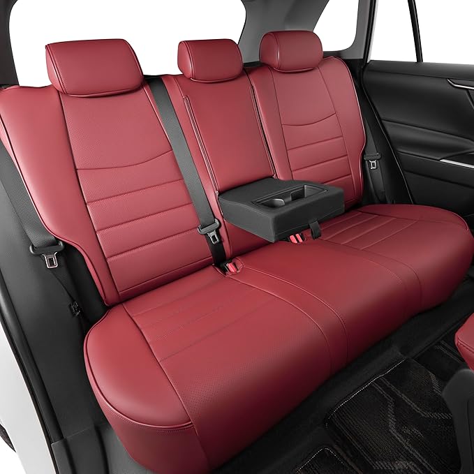 HKZ Fit RAV4 Car Seat Cover Set for 2013 2014 2015 2016 2017 2018 Toyota RAV4 Limited XLE SE Platinum Adventure-Leather(Burgundy)