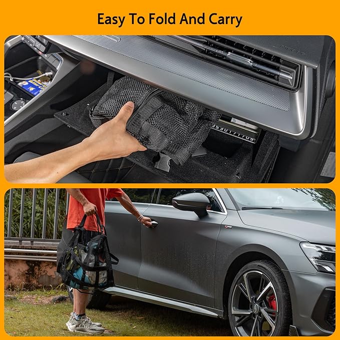 Car Ceiling Cargo Net with 3 Pockets,31.5"x21.6" Car Overhead Storage Mesh Organizer,Double Layer Roof Mesh Camping Overlanding Gear Must Haves Cargo Net,Road Trip Essentials
