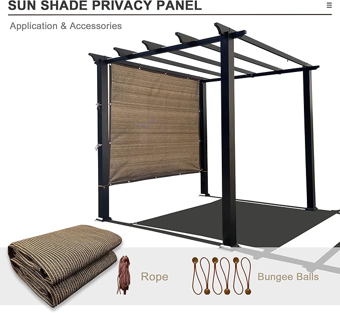 Alion Home Sun Shade Privacy Panel with Grommets and Hems on 4 Sides for Patio, Awning, Window, Pergola or Gazebo - Mocha Brown (10' W x 6' H)