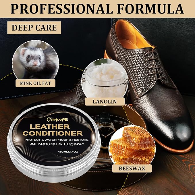 8.8oz Leather Recoloring Balm with 100ml Mink Oil,Dark Brown Leather Repair Kit for Furniture,Leather Repair Cream,Leather Scratch Repair for Car Interior,Leather Conditioner for Couch