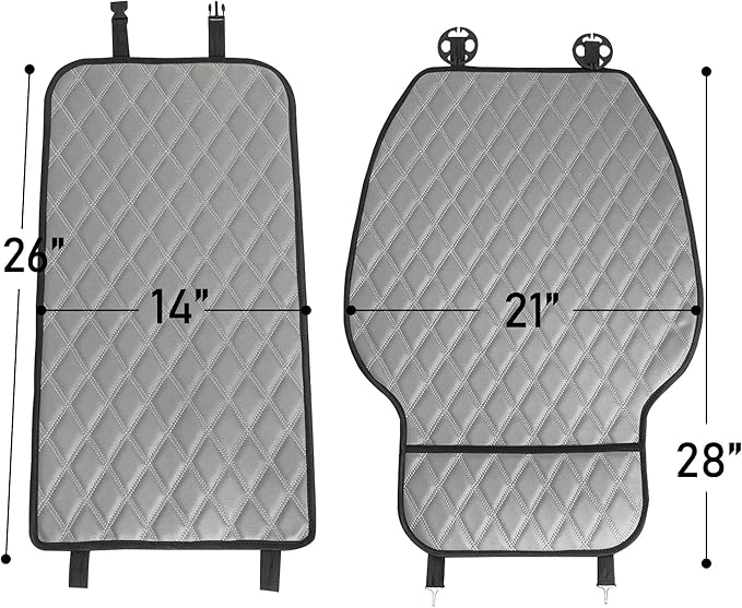 FH Group Car Seat Cushion – Faux Leather Single Front Seat Cover with Front Pockets, Airbag Compatible, Universal Fit Car Seat Cushion for Driver or Passenger Seat, SUV, Truck, Sedan & Van – Black