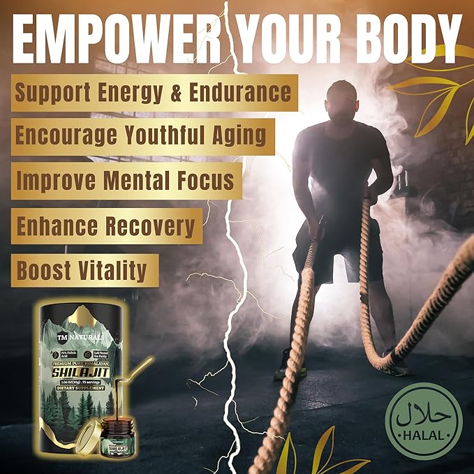 Pure Himalayan Shilajit Resin - 75% Fulvic Acid, 85+ Trace Minerals, Supports Vitality & Stamina - Includes Steel Spoon, 30g, Lab Tested for Purity