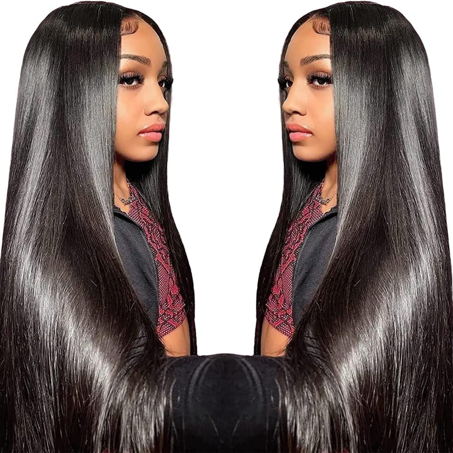 Ttsmins Straight Lace Front Wigs Human Hair Pre Plucked 180 Density Unprocessed Brazilian Virgin Human Hair 13X6 Hd Lace Frontal