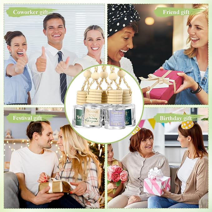Funnymoom 30 Pcs Employee Appreciation Gifts Bulk Empty Glass Car Air Freshener Hanging Diffuser Thank You Gifts for Employee Nurse Staff Dietician Social Worker Volunteer