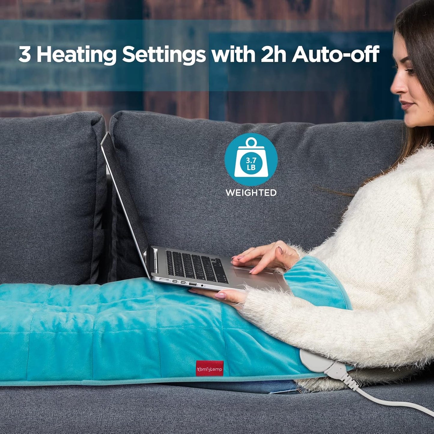 Comfytemp Weighted Heating Pad for Back Pain Relief & Cramps, Mothers Day Gifts for Mom, 17'' x 30'' Extra Large Heat Pad, 3.7lb Electric Heated Pad, 2H Auto-Off, Machine Washable
