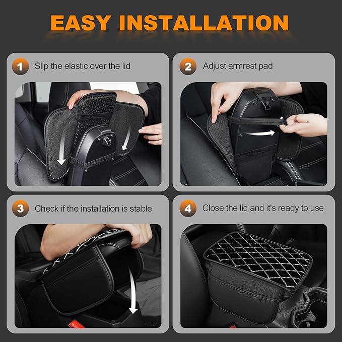Bling Armrest Cover for Car Compatible with Jeep Gladiator - Center Console Cover with 2 Storage Pockets and Crystal Diamond(Black)