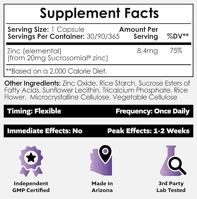 Nootropics Depot MicroZinc Capsules | 20mg | Optimized Zinc Supplement | 90 Count