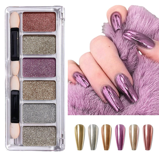 Solid Mirror Chrome Nail Powder,Chrome Nail Powder Palette Nail Pigment Powder,Rose Gold Sliver Pink Metallic Mirror Effect Chro