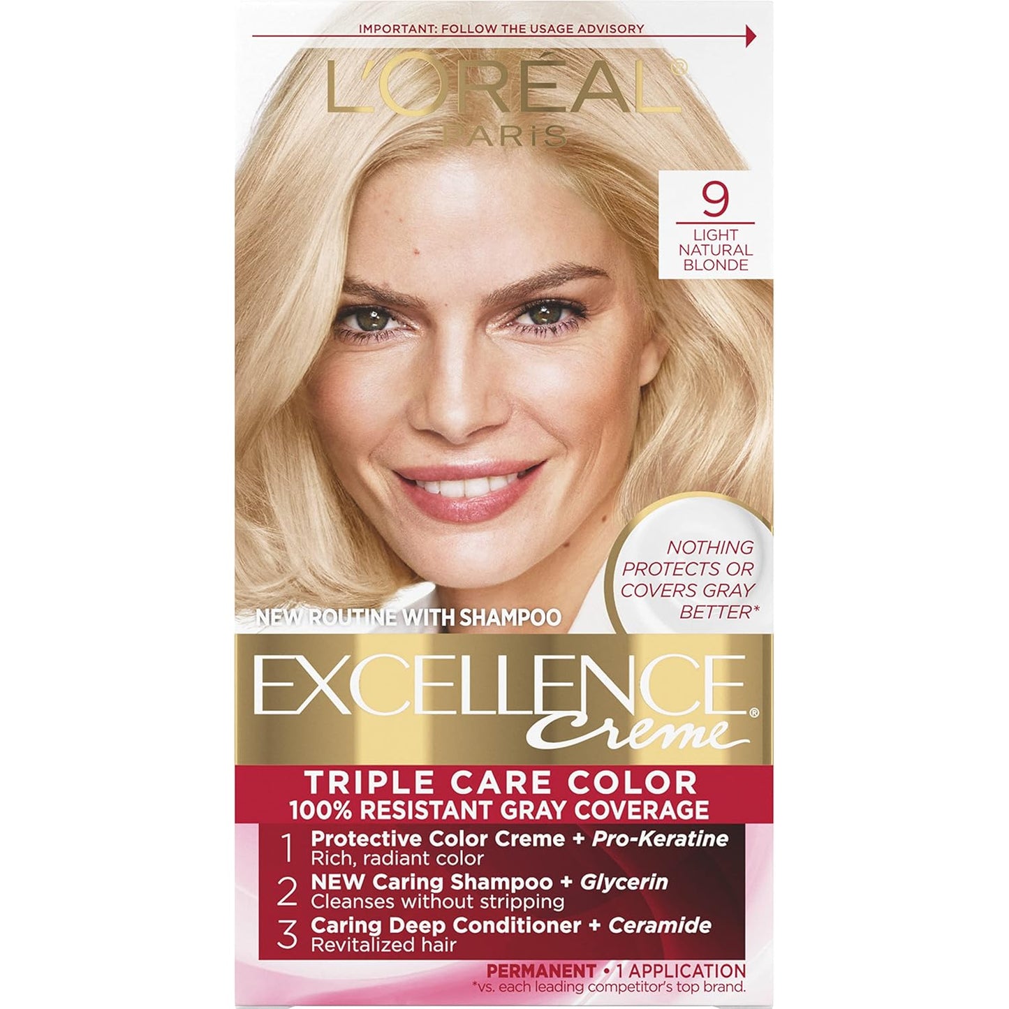 L'Oreal Paris Excellence Crème 9A Light Ash Blonde Hair Color | Gray Coverage, 8 Weeks