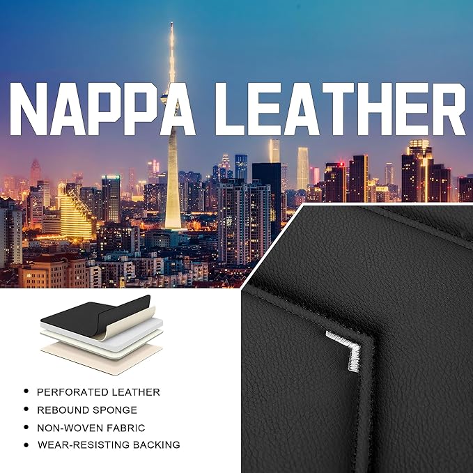 CTDS Car Seat Covers for Mazda CX-5 CX-3 CX-7 CX-9 CX-50 CX-30 CX-70 CX-90 2007-2026, Stylish Sport Seat Cover, Premium Nappa Leather Car Seat Cover.(Luxury 2 Seats/Black White)