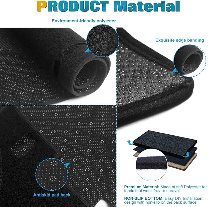 x xotic tech Center Console Dashboard Mat Pre-Cut Non-Slip Sunshield Sun Glare Protector Dash Carpet Pad Black Cover Compatible with Ford Explorer 2011-2019