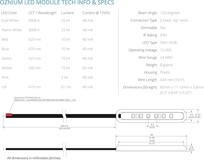 Oznium LED Modules (Straight Chrome, Warm White LED)