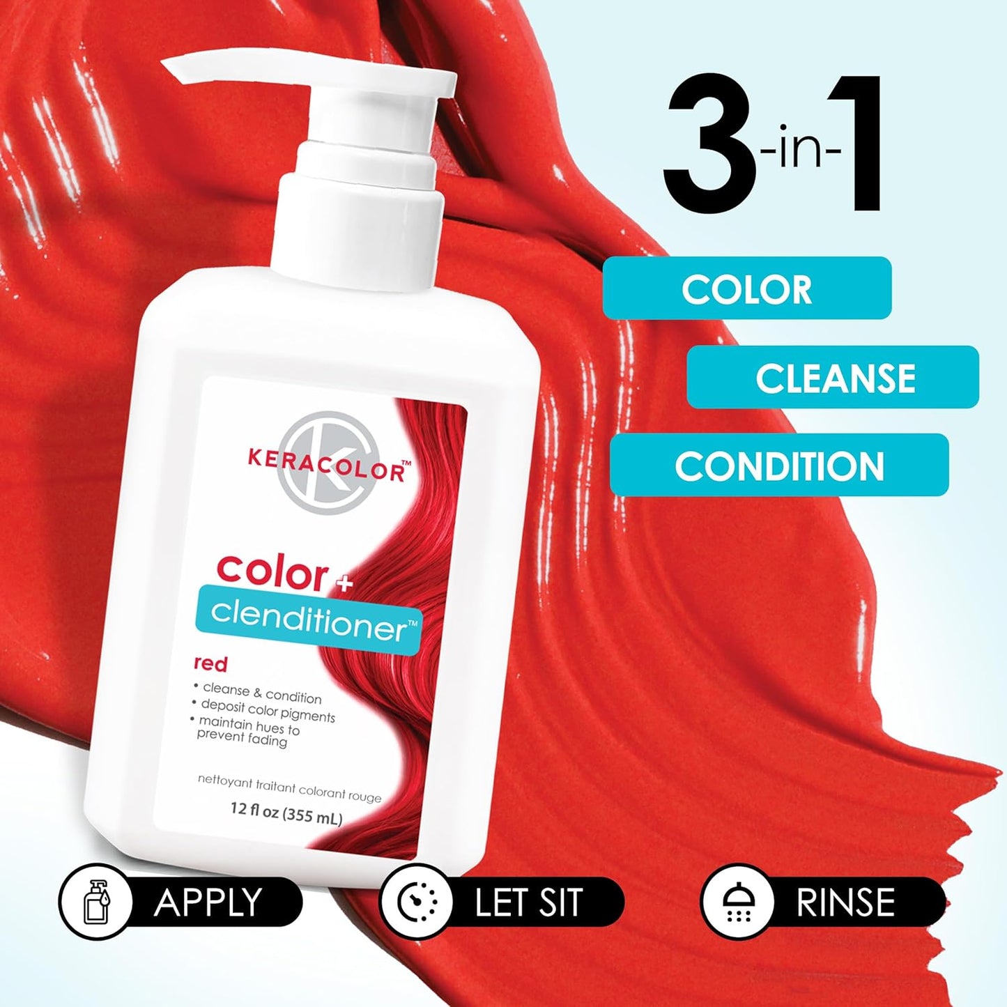 Keracolor 3-In-1 Color-Depositing Conditioner | Gently Cleanses & Conditions | 12 Fl Oz