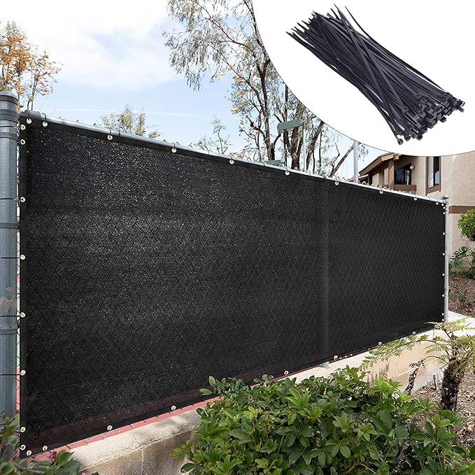 Royal Shade Custom Size 6' x 184' Black Fence Privacy Screen Windscreen Cover Netting Mesh Fabric Cloth - Cable Zip Ties Included (We Make Custom Size)