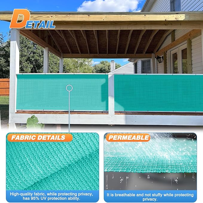 TANG Sun Shade Fabric Roll 8'x80' Shade Cloth for Garden Turquoise Green HDPE Mesh Shading Pergola Cover Replacement Canopy, 95% Blockage Sunshades for Outdoor Patio Backyard Plant