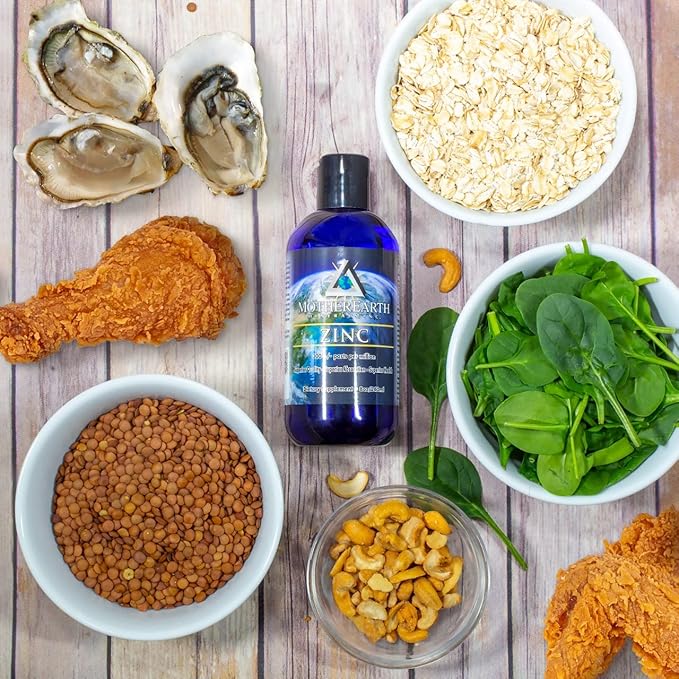 Mother Earth Minerals - Zinc - Antioxidant, Aids Assimilation of Vitamins, Normal Growth & Development, Maintenance of Body Tissues - 8 Ounce 96 Servings