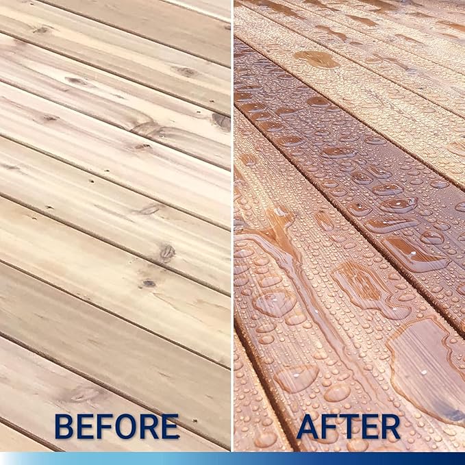 Seal-Once Nano+Poly Penetrating Wood Sealer with Polyurethane - Premium Waterproof Sealant -2 Gallon & Redwood