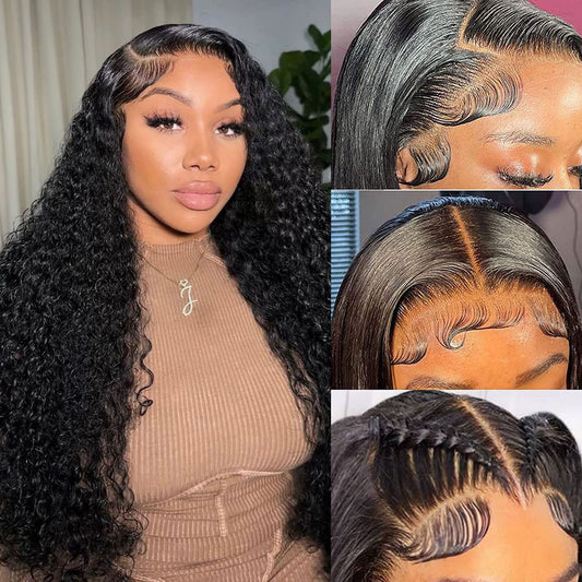 Daules 5X5 Hd Lace Closure Wigs Human Hair 5X5 Deep Wave Closure Wigs For Black Women 180% Density Glueless 5X5 Curly Transparen