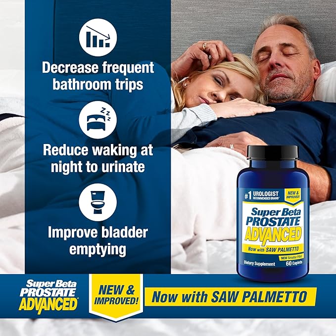 Advanced with Saw Palmetto - Prostate Health Supplements for Men, Bladder & Urinary Support with Beta-sitosterol, Reishi, Saw Palmetto, Vitamin D, Zinc Oxide, Selenium - 240 Count