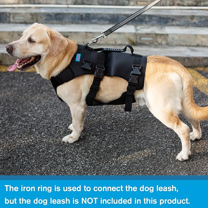 Dog Lift Harness, Rehabilitation Lifts Vest for Dogs, Support & Recovery Sling, Adjustable Breathable Lifting Straps for Old, Joint Injuries, Arthritis, Paralysis Dogs Walk (XL, Black)