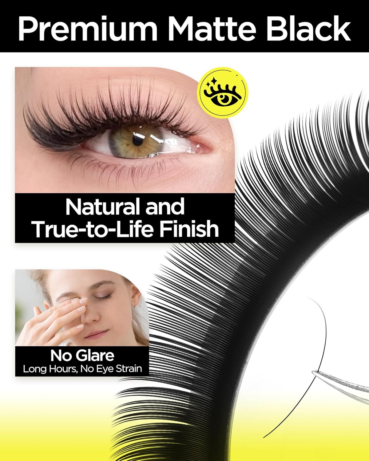 BEYELIAN Eyelash Extension 0.05 C Curl 10mm Natural Matte Black Tray Easy Fan Lash Extensions Volume Lashes Classic Professional Salon Use (0.05 C 10mm)