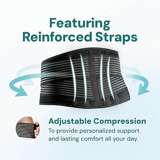 RW500 Back Support Belt with Lumbar Pad - Alleviates Lower Back Pain Relief, Sciatica Pain Relief, Herniated Disc, Scoliosis - Ideal for Office Workers & Daily Comfort (Black, S/M, 1-Pack)