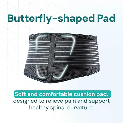 RW500 Back Support Belt with Lumbar Pad - Alleviates Lower Back Pain Relief, Sciatica Pain Relief, Herniated Disc, Scoliosis - Ideal for Office Workers & Daily Comfort (Black, S/M, 1-Pack)