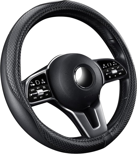 GXT Steering Wheel Cover, PU Leather, Universal 15 Inches, Non-Slip, Odourless Car Interior(Black)