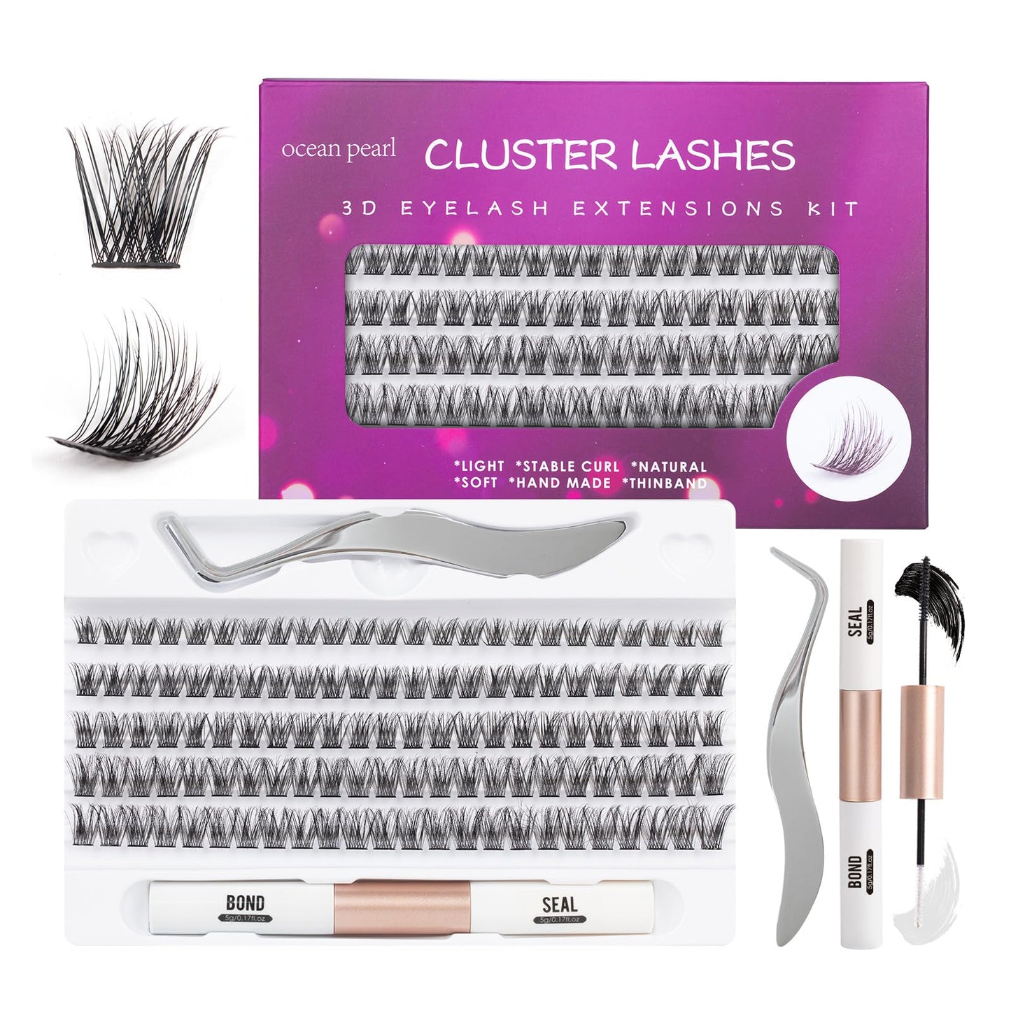 Individual Lashes 120 Cluster Lashes Diy Eyelash Extension Thin Band Wide Stem Lash Clusters With Applicator And Lash Bond And S
