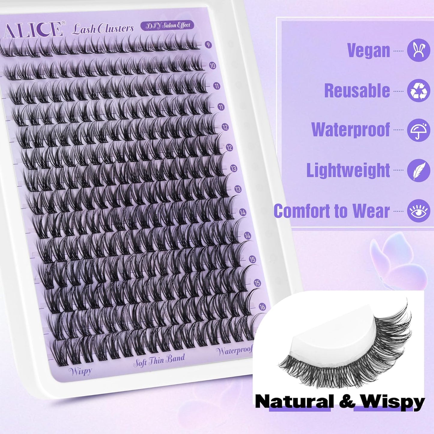 Natural Wispy Lash Extension Kit | 140pcs Clear Band Cluster Lashes for DIY